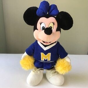 Walt Disney World Minnie Mouse Cheerleader 15” Stuffed Plush Yellow Pom Poms